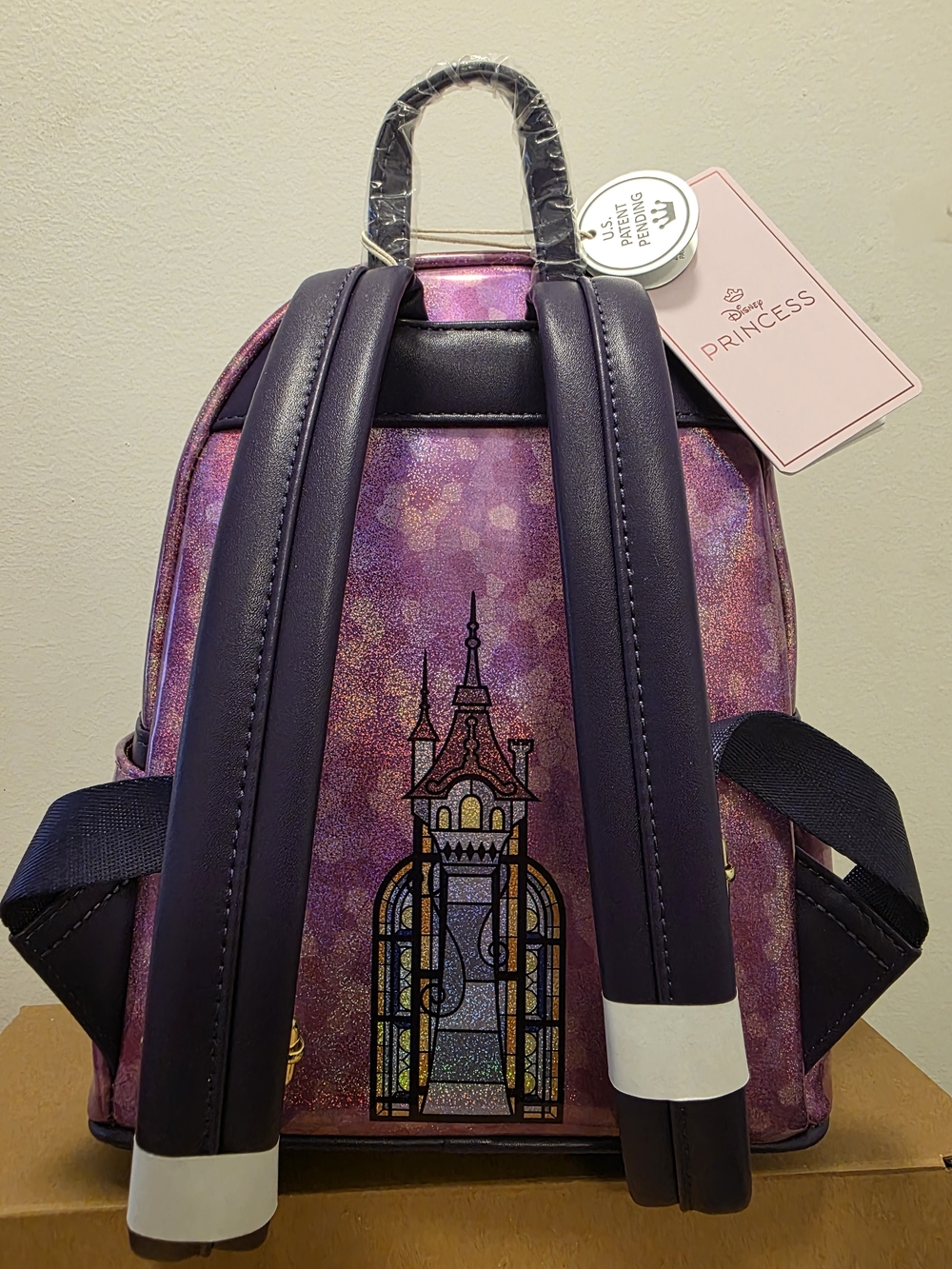 Disney Loungefly Exclusive Rapunzel Stained Glass Mini Backpack - Purple & Gold - Picture 3 of 5